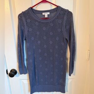 Motherhood Maternity Blue Open Knit Maternity Sweater Small Polka Dot Texture